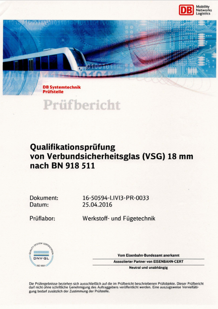 BN 918511 DB TREN CAMLARI UYGUNLUK BELGESİ VSG 18mm