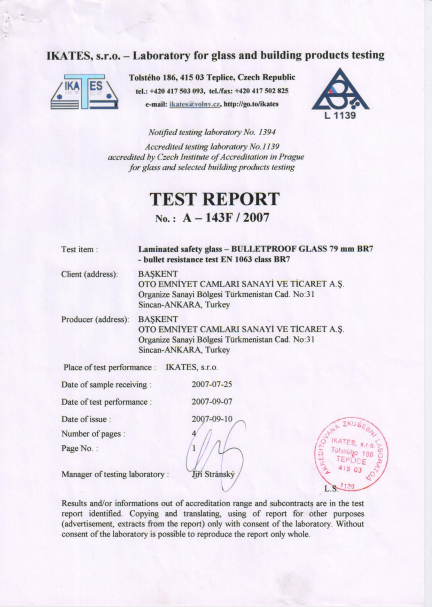 EN 1063 LAMİNE GÜVENLİ CAM BR7